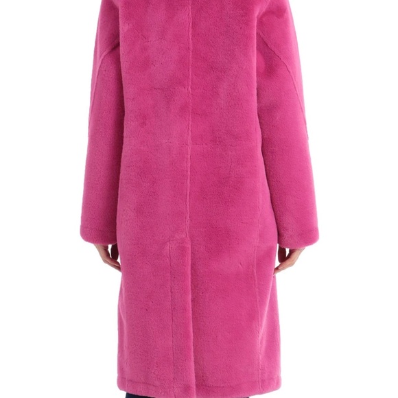 🆕AVEC LES FILLES WARM RICH FUSCIA HOT PINK BONDED FAUX FUR TRENCH TEDDY COAT - Picture 6 of 16